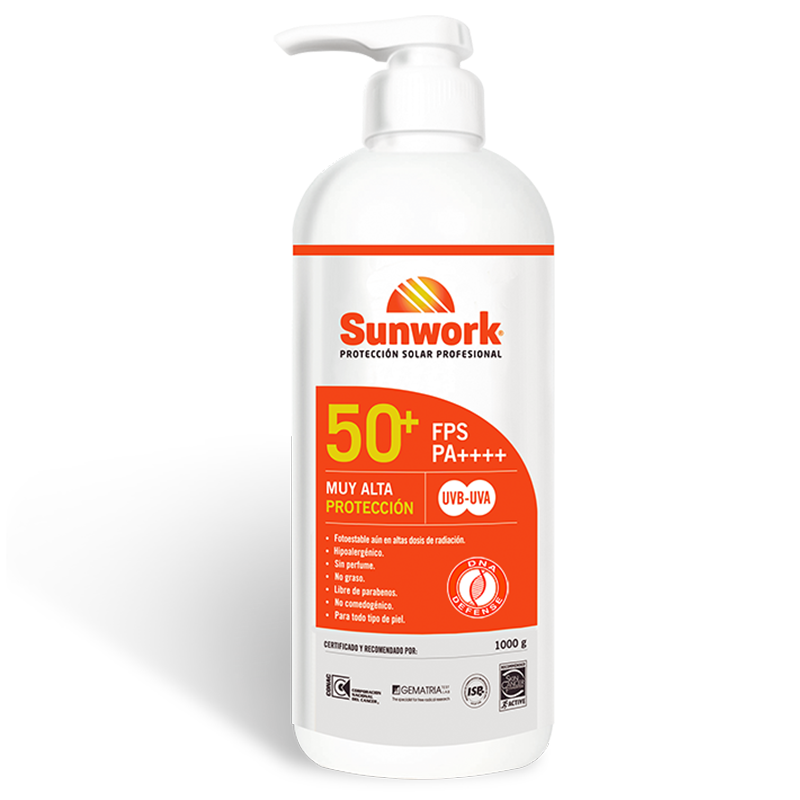 Protector Solar FPS 50+ Sunwork con Bomba 1 LT