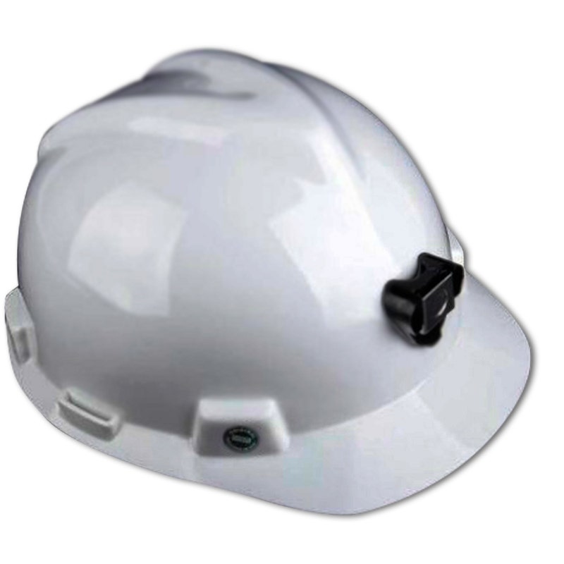 Casco MSA V-GARD con Porta Lámpara y Arnés de tela Blanco
