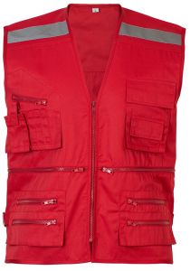 Chaleco Geologo De Gabardina-M-Rojo
