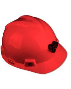Casco MSA V-GARD con Porta Lámpara y Arnés de tela Rojo