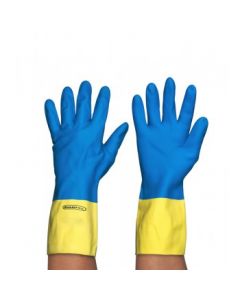 Guante Bicolor Amarillo/Azul-Látex/Neopreno