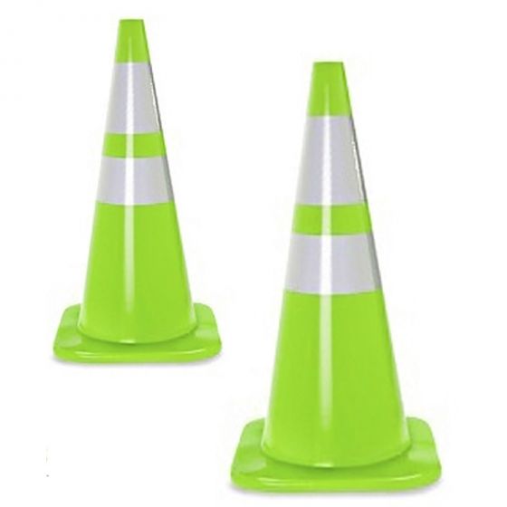 Cono naranjo 2 cintas reflectantes base negra 28